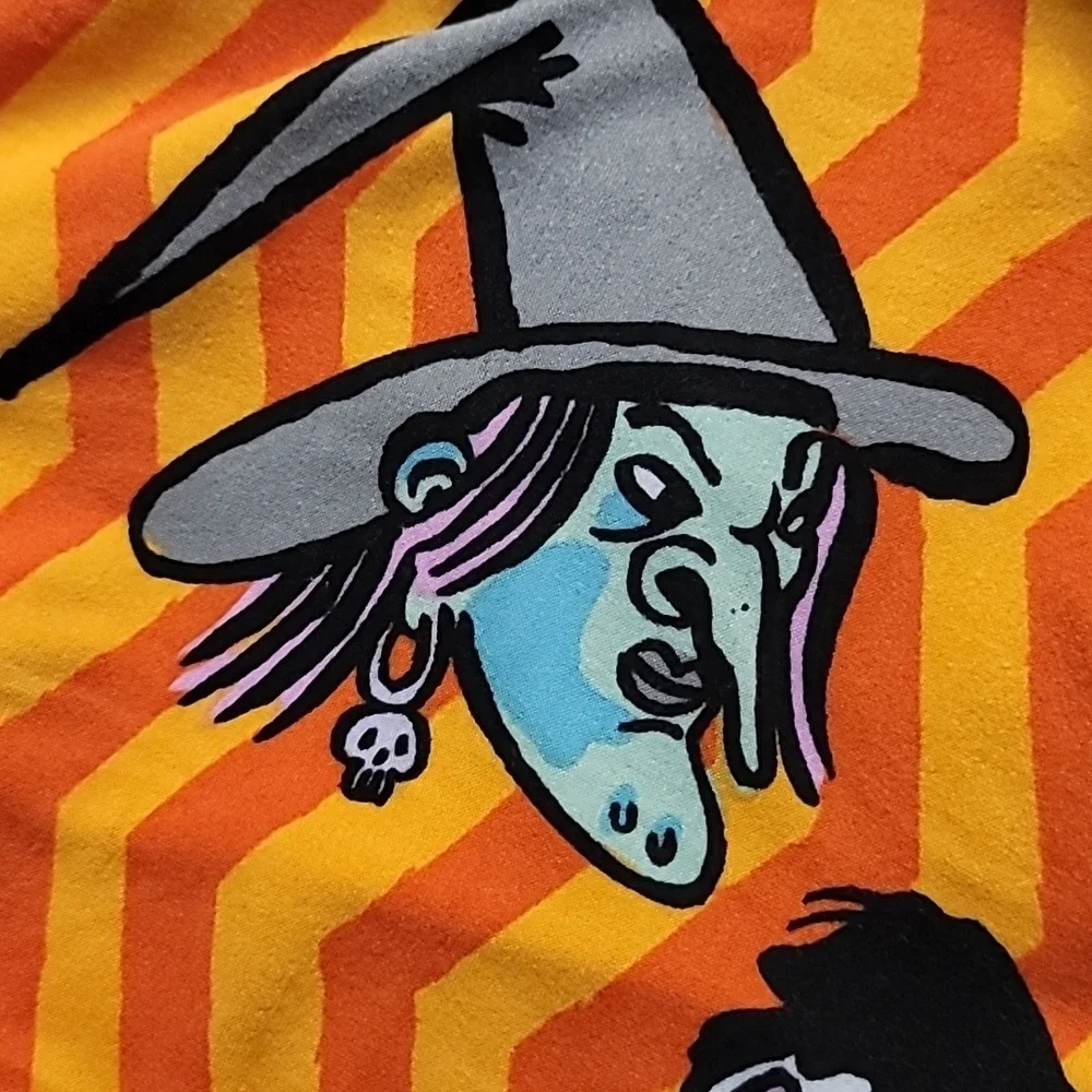 LuLaRoe Frankenstein Halloween Leggings Orange Yellow Zigzag Monster Print OS